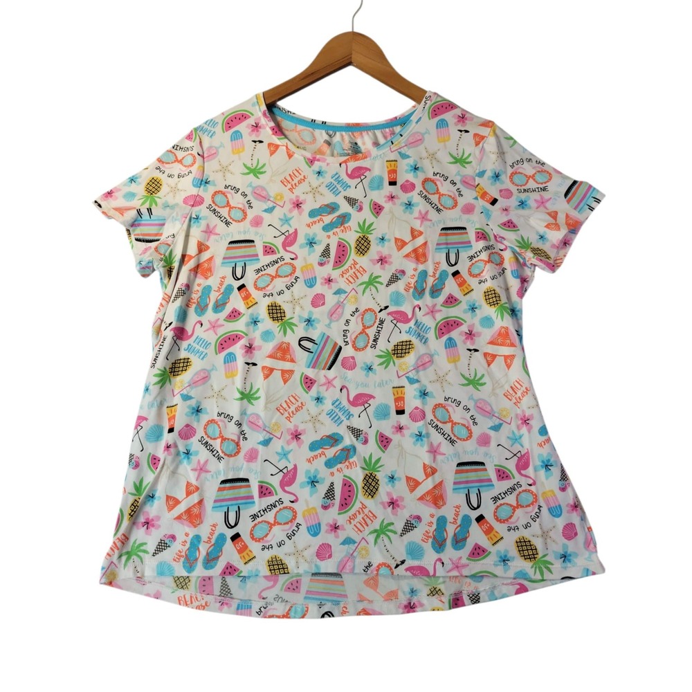 Secret Treasures Womens Pajama Top M 8-10 Multi Color Sleepwearโ Lounge Summer